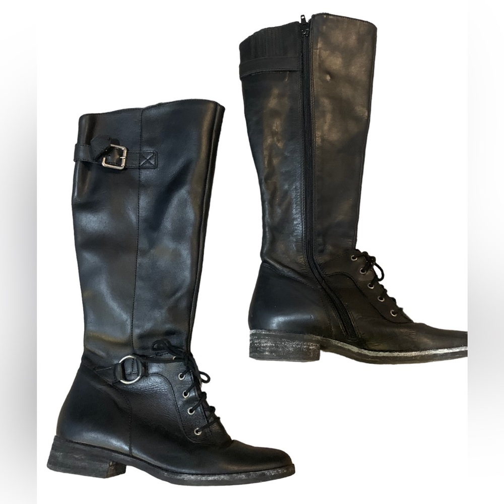 Tall Black Leather Riding boots